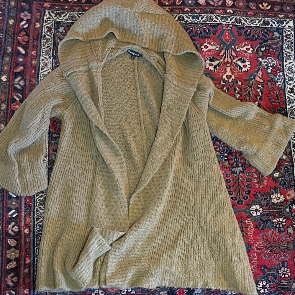 Elizabeth and James Cozy Taupe Hooded Sweater Size xs/s